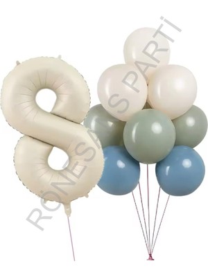 İstoç Parti Krem Rakam ve Balon Seti Yaş-8