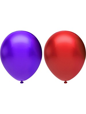 İstoç Parti Metalik Balon Seti 50 Adet ( Kırmızı, Mor)