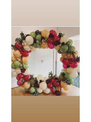 İstoç Parti Küf Yeşili-Beyaz-Fuşya-Ten Renk Balon Zinciri 100 Adet+5 mt Balon Zinciri