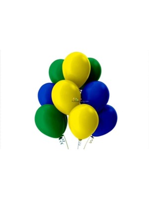 İstoç Parti Açık Yeşil-Koyu Mavi-Sarı Pastel Soft Balon 50 Adet + 5 Metre Balon Zinciri