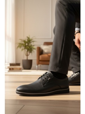 Enoch Erkek Klasik Ayakkabı - Kareli Tekstüre Dokulu ve Esnek Hafif Tabanlı Bağcıklı Model