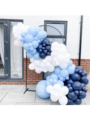 İstoç Parti Makaron Mavi Gece Mavisi ve Beyaz Balon Zinciri 100 Adet 50 Adet