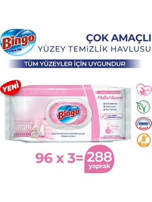 Bingo Yüzey Temizleme Havlusu Sevilen Kokular Mutlu Yuvam 96 Adetx3 (288 Yaprak)