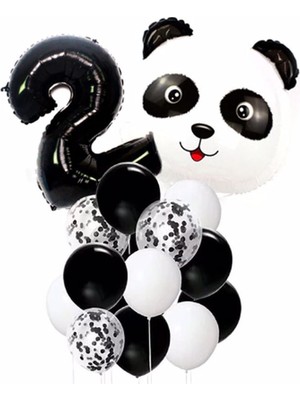 İstoç Parti Panda Temalı Siyah Renk Duğum Günü Parti Seti Yaş 2
