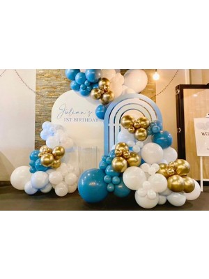 İstoç Parti Derin Okyanus Beyaz ve Krom Gold Balon Seti 50 Adet