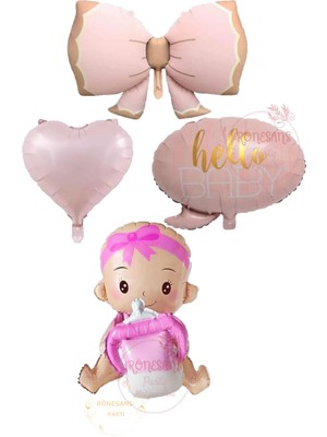 İstoç Parti Istoç Parti Pembe Kız Bebek Hastane Odası Süsleme Balon Seti