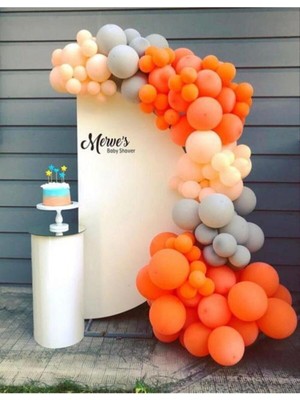 İstoç Parti Pastel Turuncu-Ten- Gri Balon 50 Adet + 5 Mt. Balon Zinciri