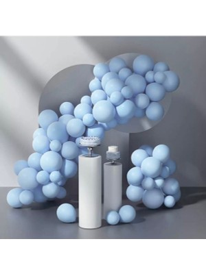 İstoç Parti Makaron Pastel Renk Mavi 75 Adet Balon ve Balon Zinciri