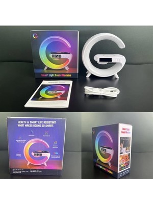 PremiumPort Mini Masa Lambası, Kablosuz Şarj ve Hoparlör ile Renkli Işık Özelliği