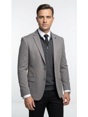 Plus Scorpion Erkek Slim Fit Ceket – Likralı Fitilli Kumaş, Çift Düğmeli Tek Yırtmaçlı Modern Tasarım