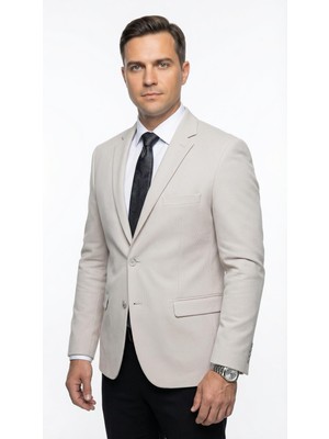 Plus Scorpion Erkek Slim Fit Ceket – Likralı Fitilli Kumaş, Çift Düğmeli Tek Yırtmaçlı Modern Tasarım