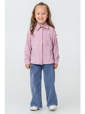 Kinderos Yıldız Taş Gömlekli Pantolonlu Kız Çocuk 2\'li Takım - 26K 4489