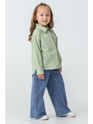 Kinderos Yıldız Taş Gömlekli Pantolonlu Kız Çocuk 2\'li Takım - 26K 4489