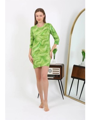 MTM My The Mall Kadın Micro Kumaş Mini Parlak Elbise Yeşil