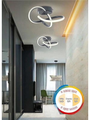PremiumPort Modern 3 Renk Işıklı Salona ve Mutfak Avizesi, LED Tavan Aydınlatması