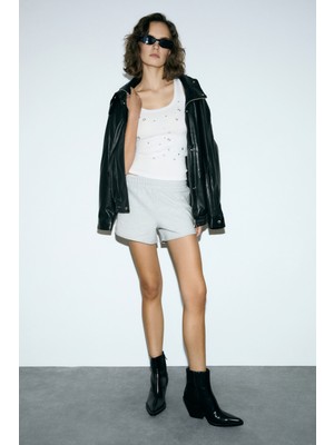 Grimelange Calm Kadın Beli Lastikli Organik Pamuklu Relaxed Grimelanj Şort