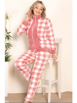 Alperi Welsoft Kışlık Yumoş Fermuarlı Ekose Pijama Takım Alperi 79-55