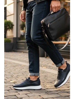 Enoch Erkek Klasik Ayakkabı - Kontrast Panelli ve Ultra Esnek Hafif Tabanlı Bağcıklı Model