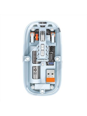 Bosile Premium Şeffaf Kablosuz Mouse: 3 Modlu Bağlantı, Sessiz Tık ve Şarjlı – Modern Slim Tasarım
