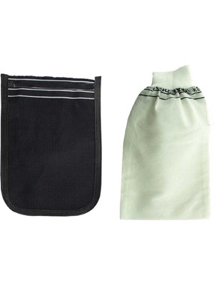 2 Adet Kalın Siyah ve Beyaz Hamam Kesesi 25X17 cm Orta Kalınlıkta Cilt Temizliği İçin