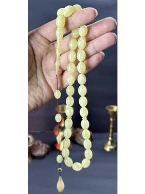 Kehribarkolik Osmanlı Miskevi Bağa Beyaz Usta Ahmet Msteff 15*10.5mm.