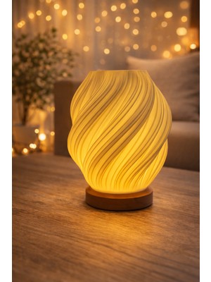 Onyx Kablosuz Pilli LED Masa Lambası | Yüksek Parlaklık | Modern Spiral Dekoratif Abajur
