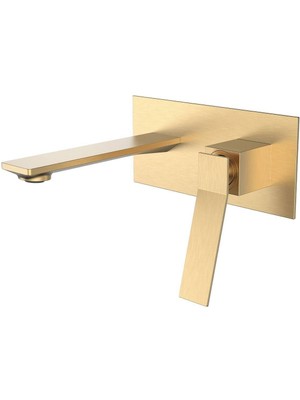 Fontana - Fırçalanmış Altın Ankastre Lavabo Bataryası Seti (Sıvaltı Dahil) Outlet - FJ-A3002-