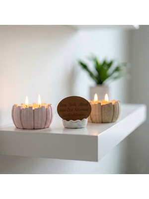 Miaju Misafirlere Sıcak Bir Karşılama, Kişiye Özel Isim Yazılabilen Tasarım Mum Seti, Hediyelik, Çift Alev