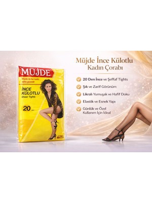 Müjde Ince Külotlu Çorap 20 Den Şeffaf Kadın Külotlu Çorabı No:3 Beden