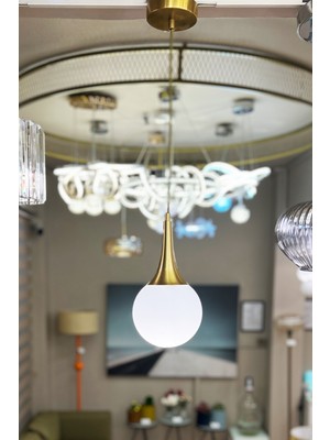 Minimal Rains Gold Chrome One White Sarkıt Cam Avize