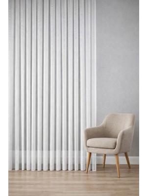 Ran Perde Etek Bantlı Ütü Istemeyen Tül - Ekru - Gümüş Simli - Pileli Dikim 1x2,5 Pile - ILL50