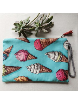 Exp-Outdoor Renkli Desenli Kadın Kumaş Clutch Çanta