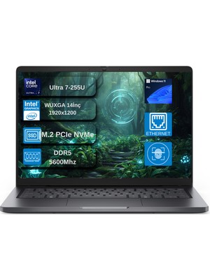 Dell Pro 14 Intel Core 7 255U 32GB Ddr5 2tb SSD Intel Graphics 14" Fhd+ IPS 300NITS Windows 11 Pro Taşınabilir Bilgisayar +Mouse Hediyeli  BTO107PC14250U7255UEX14