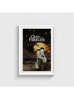 Domirus Grave Of The Fireflies (1988) Film Posteri Çerçeveli Tablo Ev Oda Duvar Dekorasyonu