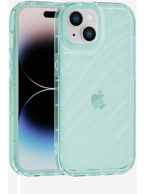 Vissona iPhone 14 Uyumlu Telefon Kılıfı Kamera Çıkıntılı Kabartmalı Parlak Desenli Darbe Emici Silikon Kılıf