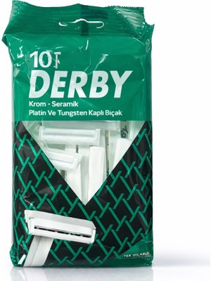 Derby Tek Kullanımlık Tıraş Bıçağı 10’lu Paket Platin ve Tungsten Kaplı