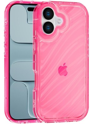 Vissona iPhone 16 Plus Uyumlu Telefon Kılıfı Kamera Çıkıntılı Kabartmalı Parlak Desenli Darbe Emici Silikon