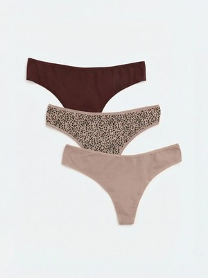 LC Waikiki Kahverengi Leopar Desenli Tanga Külot 3 Lü  (S6)