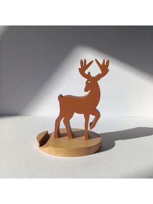 AZKAR El Yapımı Ahşap Geyik Telefon Tutucu, Dekoratif Masaüstü ve Hediyelik Telefon Standı