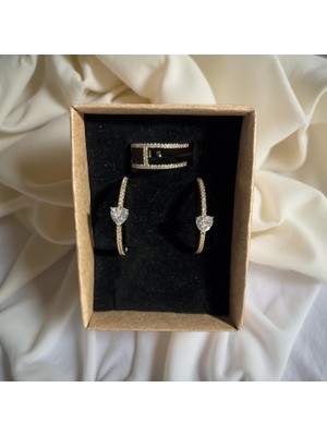 Ezgiarslanatalier Çelik Gold Taşlı Set