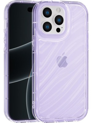 Vissona iPhone 15 Pro Max Uyumlu Telefon Kılıfı Kamera Çıkıntılı Kabartmalı Parlak Desenli Darbe Emici Silik