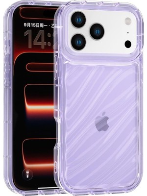 Vissona iPhone 17 Pro Max Uyumlu Telefon Kılıfı Kamera Çıkıntılı Kabartmalı Parlak Desenli Darbe Emici Silik