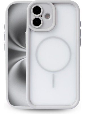 Vissona iPhone 17 Uyumlu Kamera Korumalı Magsafe Wireless Şarj Özellikli Mat Silikon Gri Renkli Silikon Tele