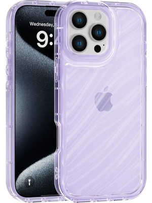 Vissona iPhone 16 Pro Uyumlu Telefon Kılıfı Kamera Çıkıntılı Kabartmalı Parlak Desenli Darbe Emici Silikon K