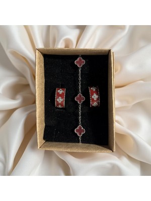 Ezgiarslanatalier Çelik Bordo Yonca Set