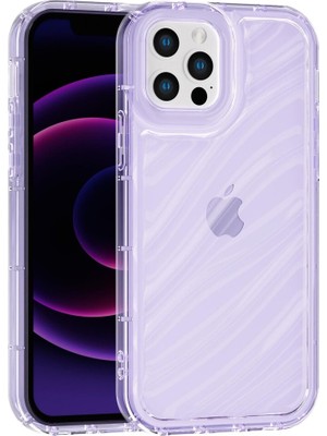 Vissona iPhone 12 Pro Uyumlu Telefon Kılıfı Kamera Çıkıntılı Kabartmalı Parlak Desenli Darbe Emici Silikon K