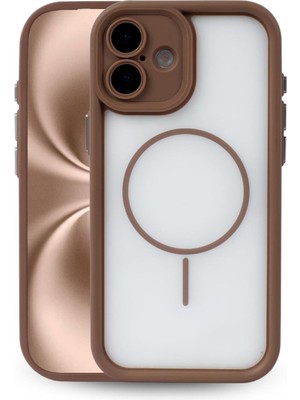 Vissona iPhone 16 Uyumlu Kamera Korumalı Magsafe Wireless Şarj Özellikli Mat Silikon Haki Renkli Silikon Tel