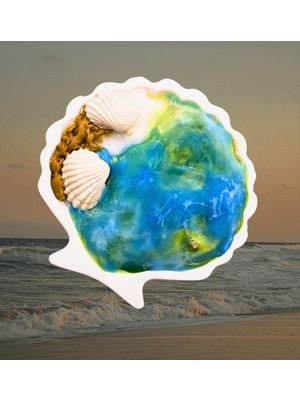 Ecovia El Yapımı Okyanus Tasarımlı Dekoratif Tabak Kokulu Mum