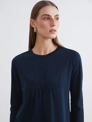 LC Waikiki Yeşil Bisiklet Yaka Nakışlı Bluz  (S6)