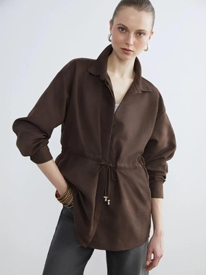 LC Waikiki Süet Görünümlü Büzgülü Kadın Gömlek Tunik  (S6)